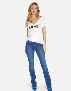Lauren Moshi #1 Love Rainbow Lip V-Neck Tee In | Cruz By *Women Short Sleeve
