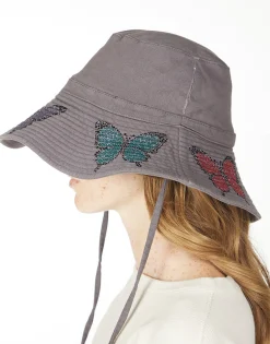 Lauren Moshi Adina- Bucket Hat W/ Butterfly Crystals* Hats