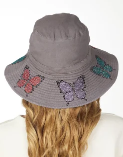 Lauren Moshi Adina- Bucket Hat W/ Butterfly Crystals* Hats