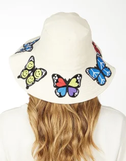 Lauren Moshi Adina- Bucket Hat W/ Butterfly Patches* Hats