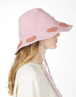 Lauren Moshi Adina- Bucket Hat W/ Chenille Heart Patches* Hats