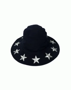 Lauren Moshi Adina- Bucket Hat W/ Metallic Star Patches* Hats
