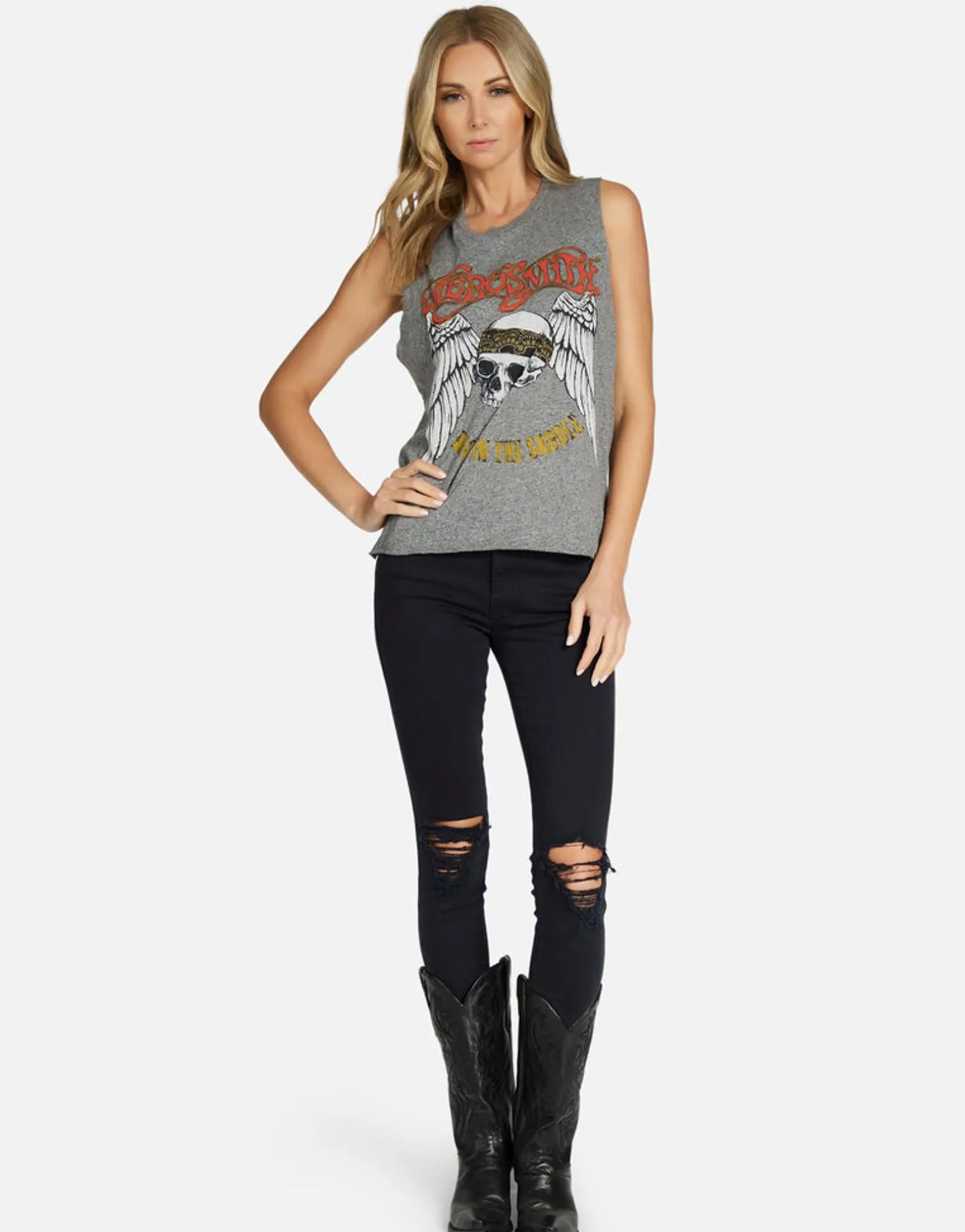 Lauren Moshi Aerosmith Skull Vintage Crop Muscle Tank | Kinzington By *Women Tanks