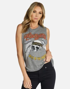 Lauren Moshi Aerosmith Skull Vintage Crop Muscle Tank | Kinzington By *Women Tanks