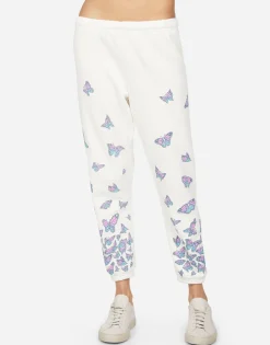 Lauren Moshi Alana Color Butterfly Skull Burst*Women Crop Sweatpants