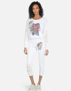 Lauren Moshi Alana Peace Love Camel*Women Crop Sweatpants