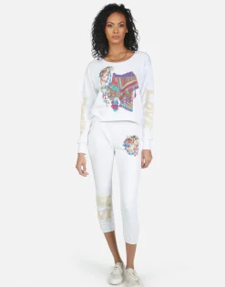 Lauren Moshi Alana Peace Love Camel*Women Crop Sweatpants