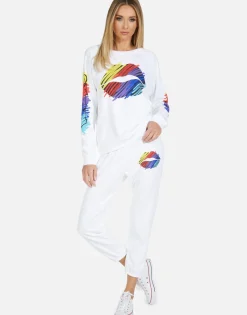 Lauren Moshi Alana Scribble Lip*Women Crop Sweatpants