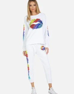 Lauren Moshi Alana Scribble Lip*Women Crop Sweatpants
