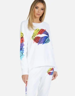 Lauren Moshi Alana Scribble Lip*Women Crop Sweatpants