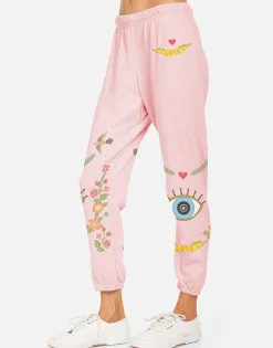 Lauren Moshi Alana X Floral Eye Love*Women Crop Sweatpants
