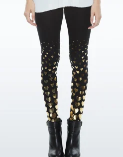Lauren Moshi All Over Gold Foil Heart Legging | Shae By *Women Leggings