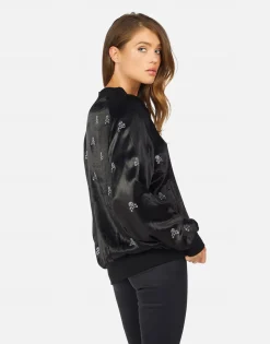 Lauren Moshi Ayla Mini Crystal Cross Bone Skulls*Women Jackets
