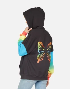 Lauren Moshi Azaria Rainbow Butterflies*Women Hoodies