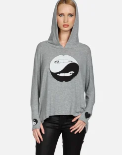 Lauren Moshi Biting Lip Yin Yang Oversized Pullover W/ Hood | Wilma By *Women Hoodies