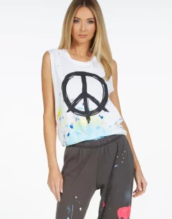 Lauren Moshi Brush Peace Women'S Tank In White | Kel By *Women Tanks