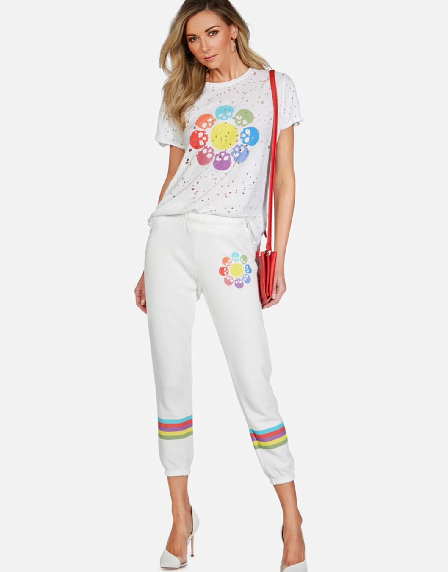 Lauren Moshi Color Skull Flower Crop Sweatpant | Alana By *Women Crop Sweatpants