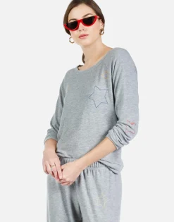 Lauren Moshi Color Star Outline Embroidery L/S Pullover | Brenna By *Women Long Sleeve