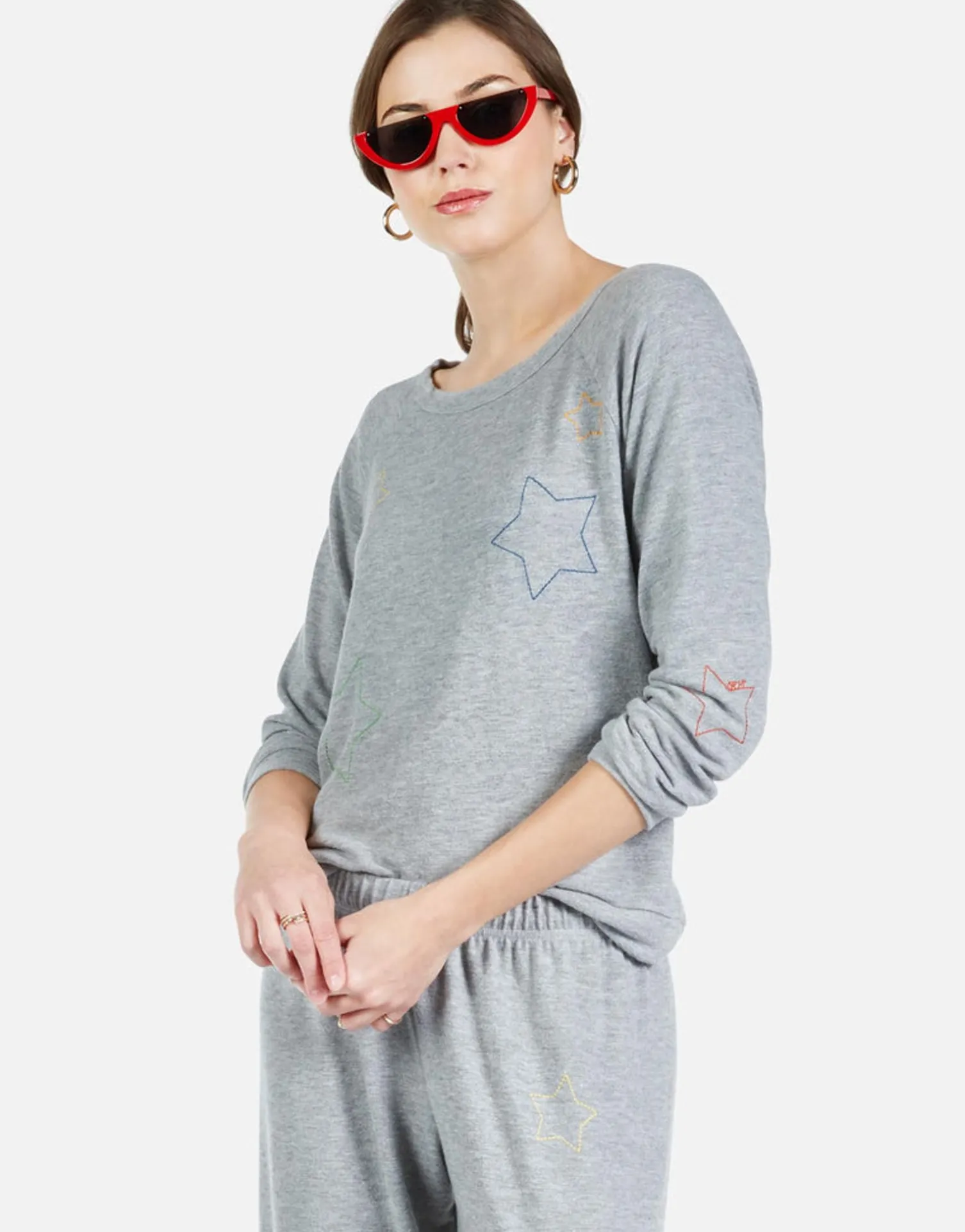 Lauren Moshi Color Star Outline Embroidery L/S Pullover | Brenna By *Women Long Sleeve