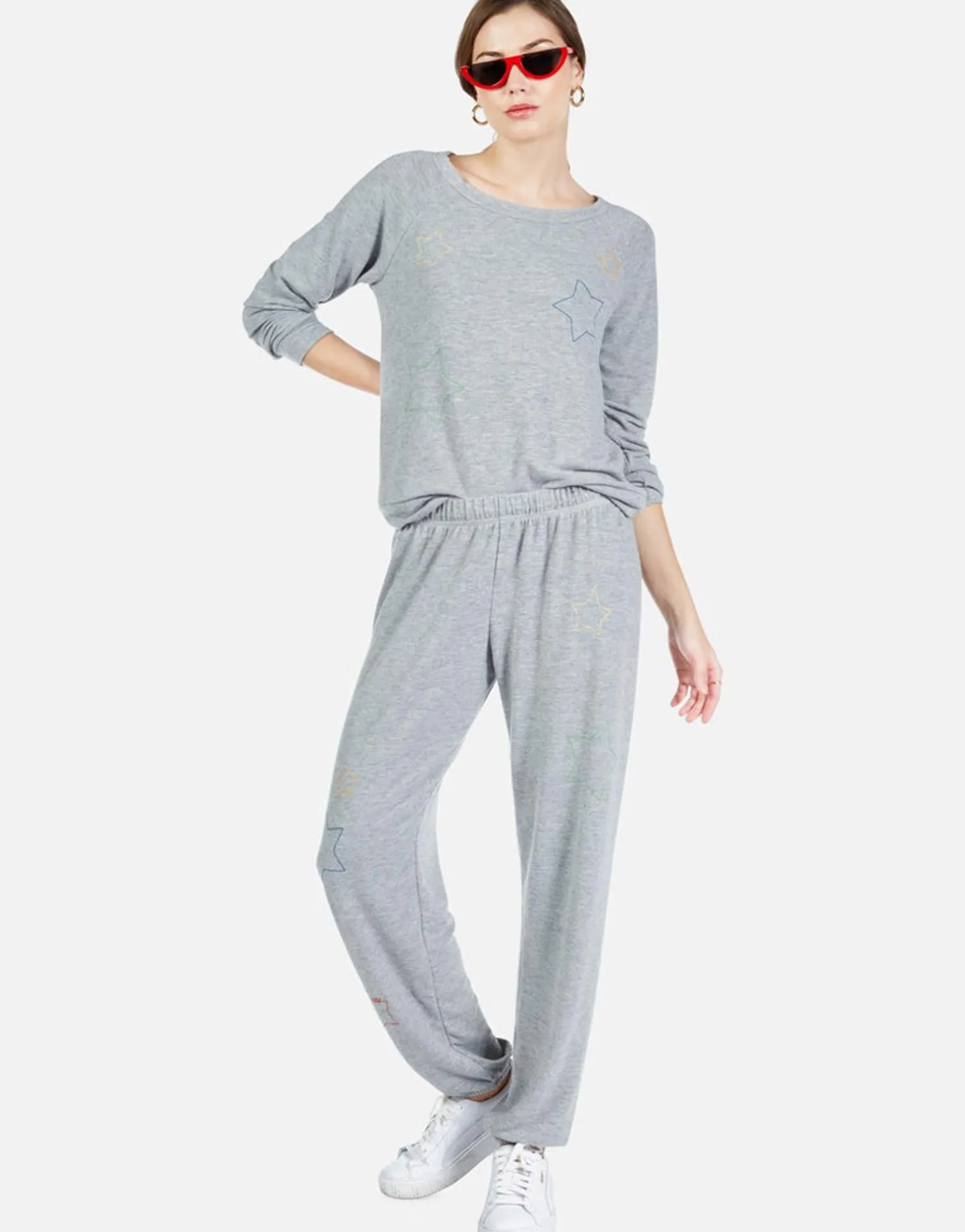 Lauren Moshi Color Star Outline Embroidery L/S Pullover | Brenna By *Women Long Sleeve