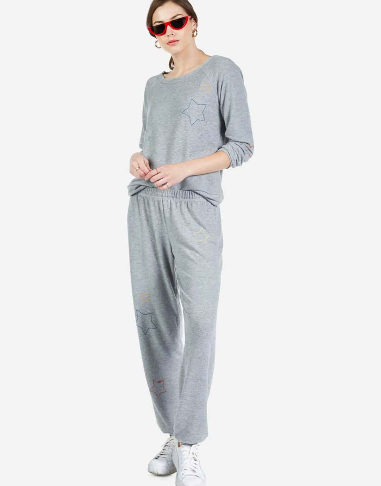 Lauren Moshi Color Star Outline Embroidery L/S Pullover | Brenna By *Women Long Sleeve