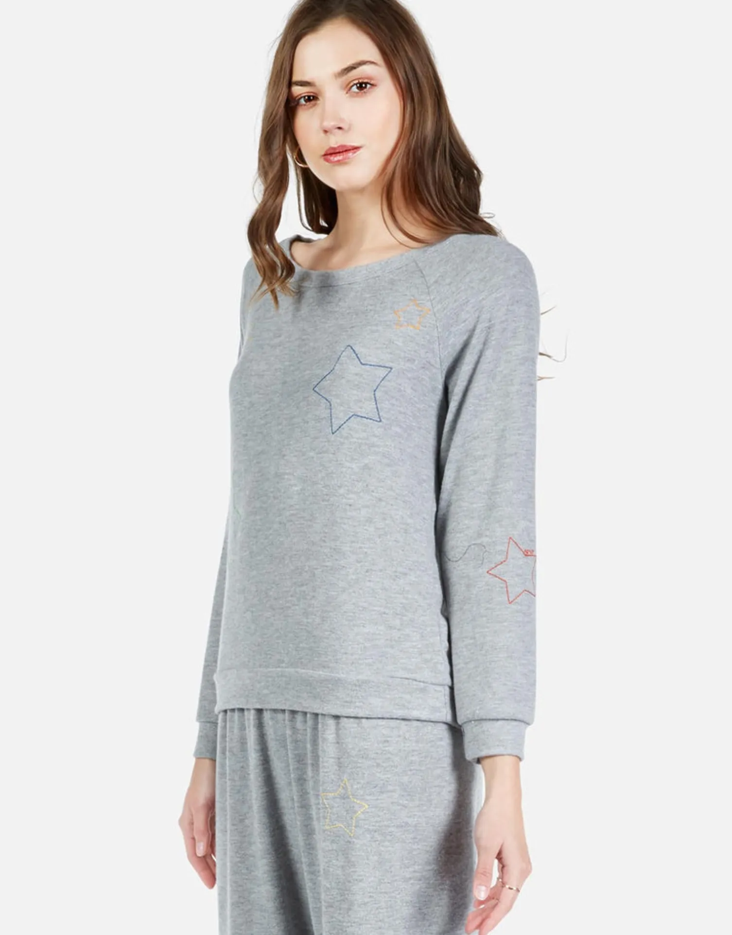 Lauren Moshi Color Star Outline Embroidery L/S Pullover | Brenna By *Women Long Sleeve
