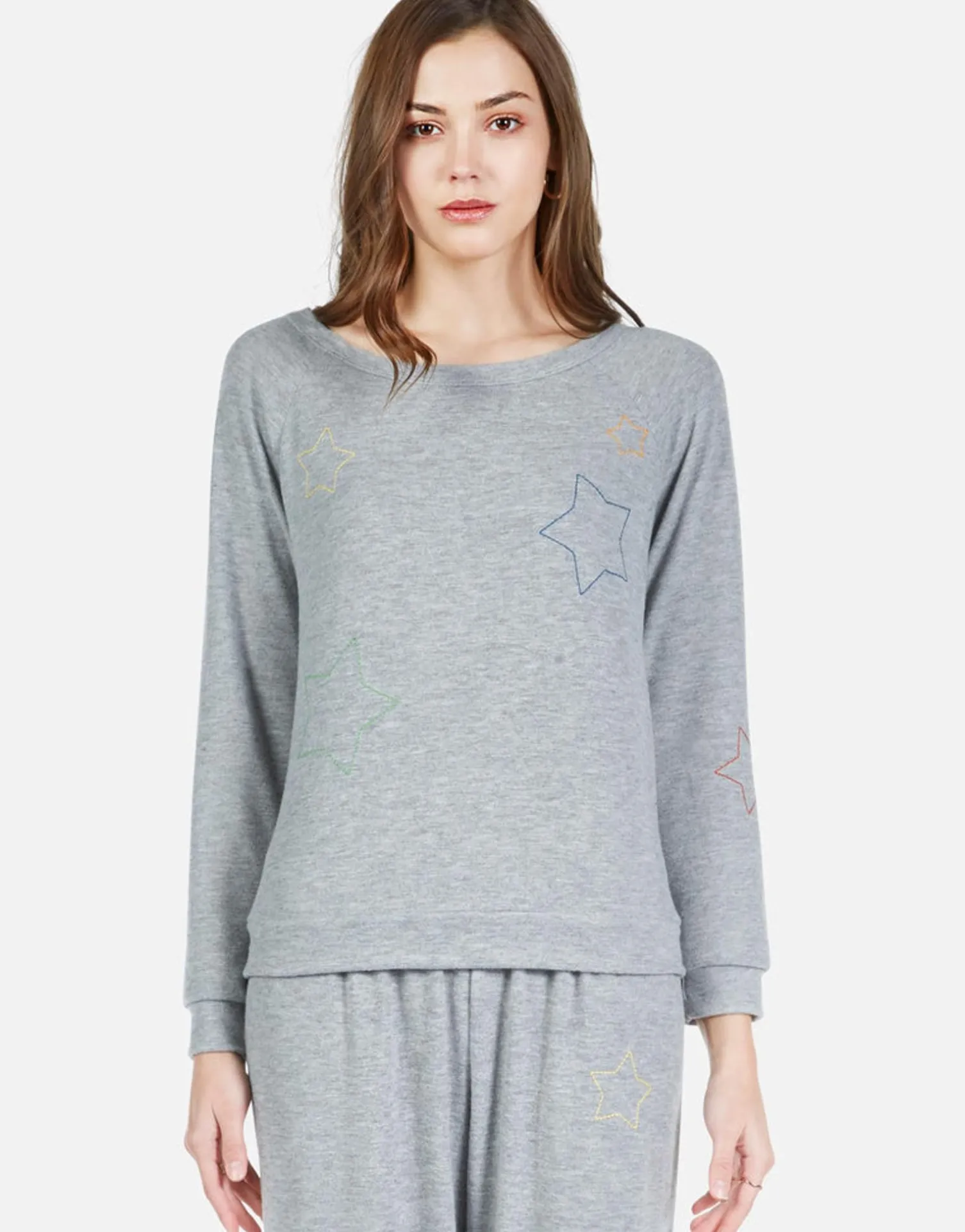 Lauren Moshi Color Star Outline Embroidery L/S Pullover | Brenna By *Women Long Sleeve