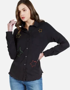 Lauren Moshi Color Stars Embroidered L/S Button Up Shirt | Sloane By *Women Long Sleeve