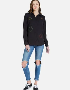 Lauren Moshi Color Stars Embroidered L/S Button Up Shirt | Sloane By *Women Long Sleeve