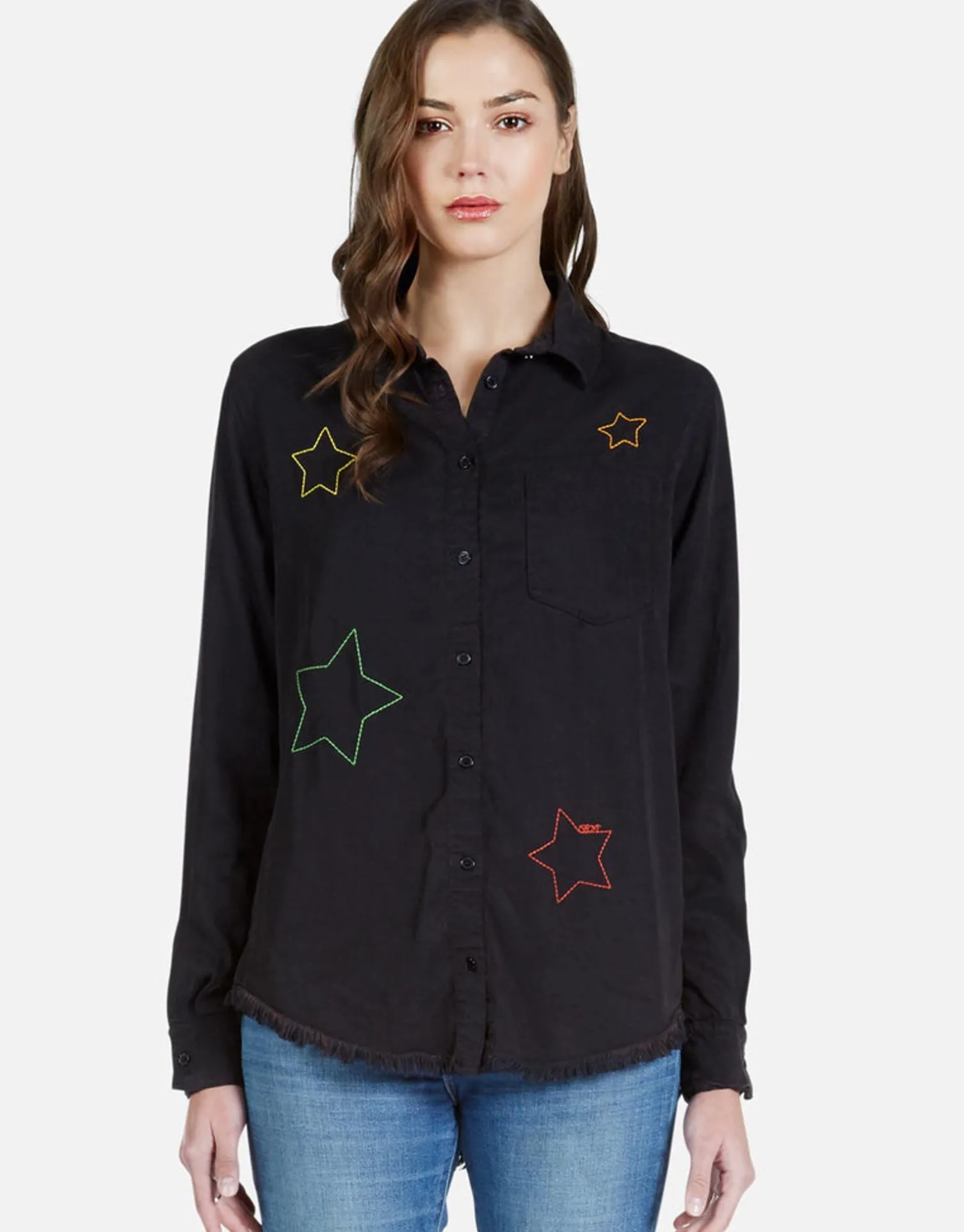 Lauren Moshi Color Stars Embroidered L/S Button Up Shirt | Sloane By *Women Long Sleeve