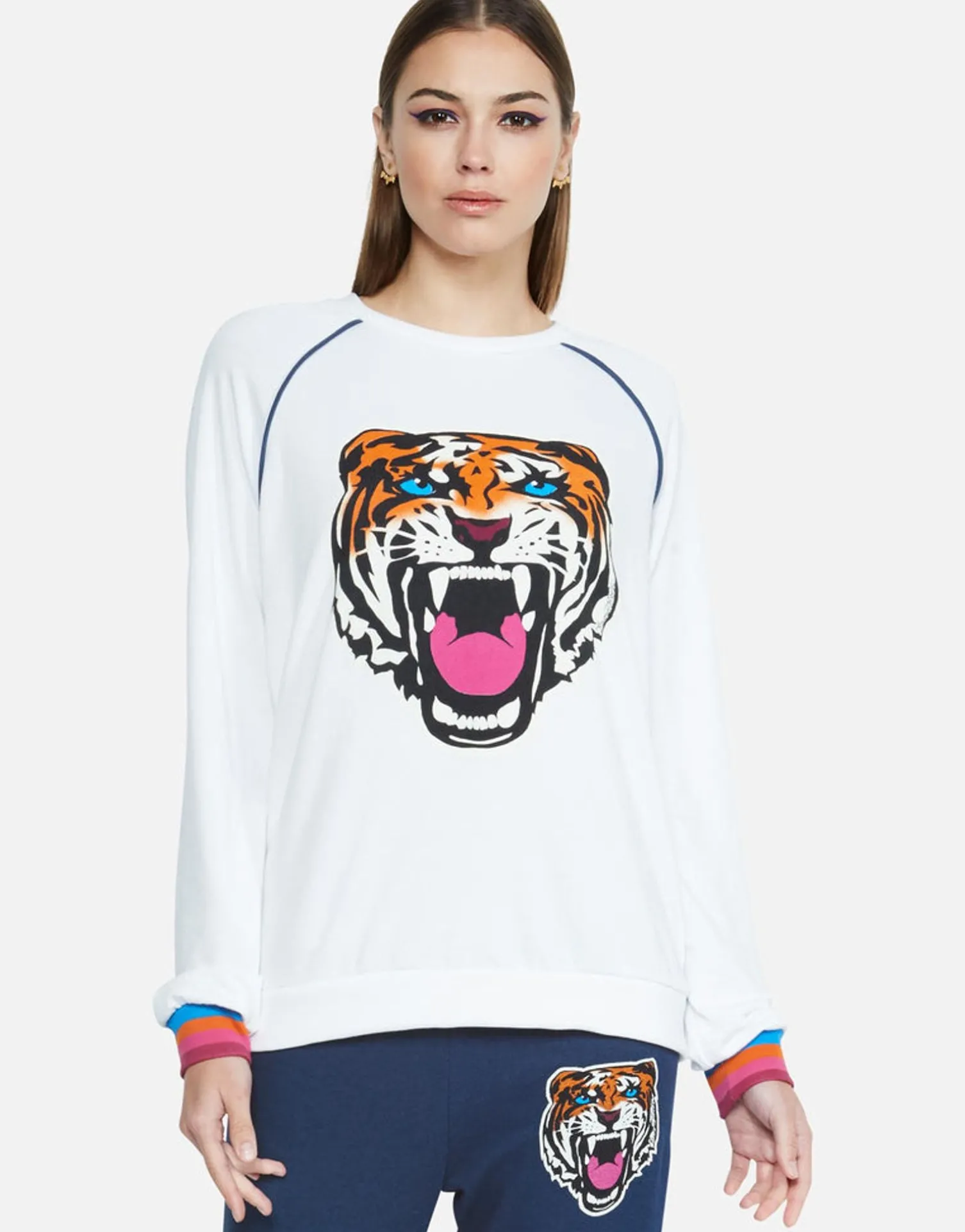 Lauren Moshi Color Varsity Tiger L/S Raglan Pullover | Lina By *Women Long Sleeve