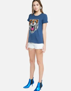Lauren Moshi Color Varsity Tiger Vintage Roll Up Sleeve Tee | Edda By *Women Short Sleeve