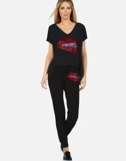 Lauren Moshi Crystal Biting Lip Lounge Sweatpant | Jess By *Women Long Sweatpants