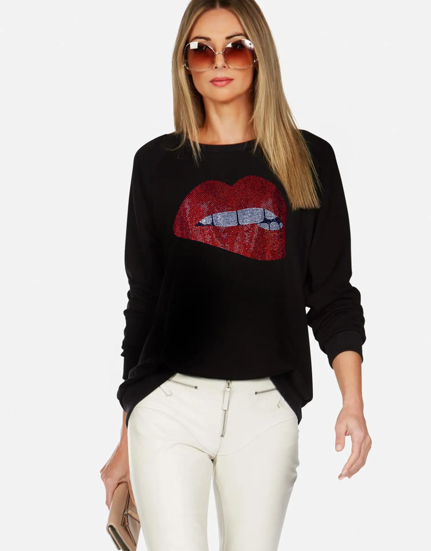 Lauren Moshi Crystal Biting Lip L/S Pullover | Noleta By *Women Long Sleeve