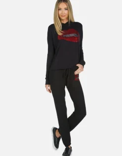 Lauren Moshi Crystal Biting Lip Pullover Crop Hoodie | Delilah X By *Women Hoodies