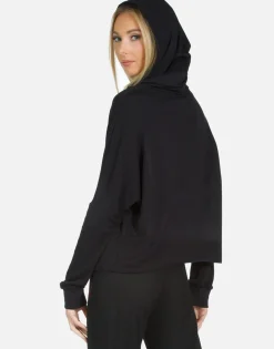 Lauren Moshi Crystal Biting Lip Pullover Crop Hoodie | Delilah X By *Women Hoodies