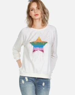 Lauren Moshi Crystal Dripping Star Vintage Pullover | Noleta By *Women Long Sleeve