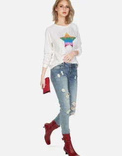 Lauren Moshi Crystal Dripping Star Vintage Pullover | Noleta By *Women Long Sleeve