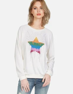 Lauren Moshi Crystal Dripping Star Vintage Pullover | Noleta By *Women Long Sleeve