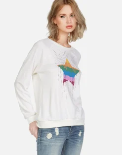 Lauren Moshi Crystal Dripping Star Vintage Pullover | Noleta By *Women Long Sleeve