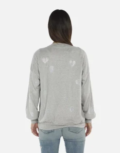 Lauren Moshi Crystal Hearts Button Up Sweatshirt | Jamila By *Women Sweaters & Knits