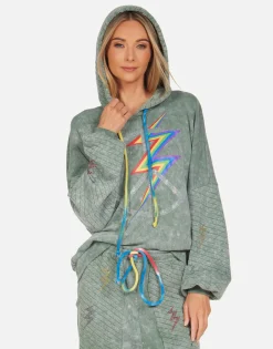 Lauren Moshi Crystal Lightning Peace Boyfriend Hoodie | Serilda By *Women Hoodies