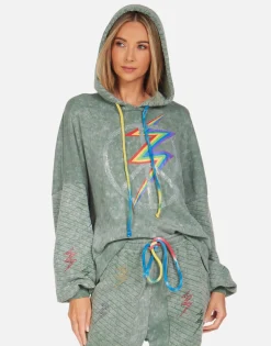 Lauren Moshi Crystal Lightning Peace Boyfriend Hoodie | Serilda By *Women Hoodies