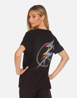 Lauren Moshi Crystal Lightning Peace Boyfriend Tee | Elara By *Women Short Sleeve