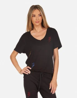 Lauren Moshi Crystal Lightning Peace Boyfriend Tee | Elara By *Women Short Sleeve