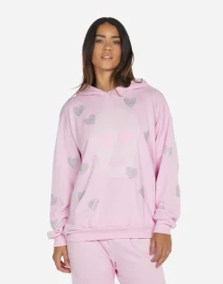 Lauren Moshi Crystal Pink Peace Love Skull Hoodie | Harmony By *Women Hoodies