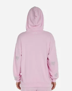 Lauren Moshi Crystal Pink Peace Love Skull Hoodie | Harmony By *Women Hoodies