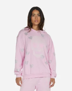 Lauren Moshi Crystal Pink Peace Love Skull Hoodie | Harmony By *Women Hoodies
