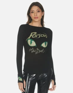 Lauren Moshi Crystal Poison Cat Dragged In Fitted Top | Mckinley X By *Women Long Sleeve