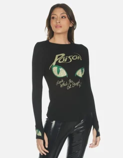 Lauren Moshi Crystal Poison Cat Dragged In Fitted Top | Mckinley X By *Women Long Sleeve